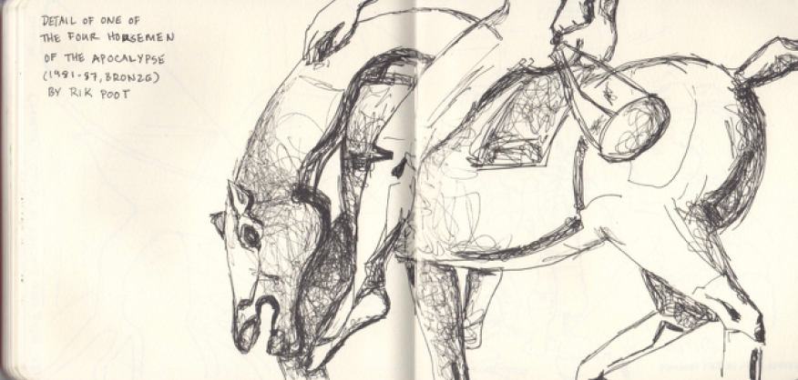Detail Rik Poot's 4 Horsemen Sculpture